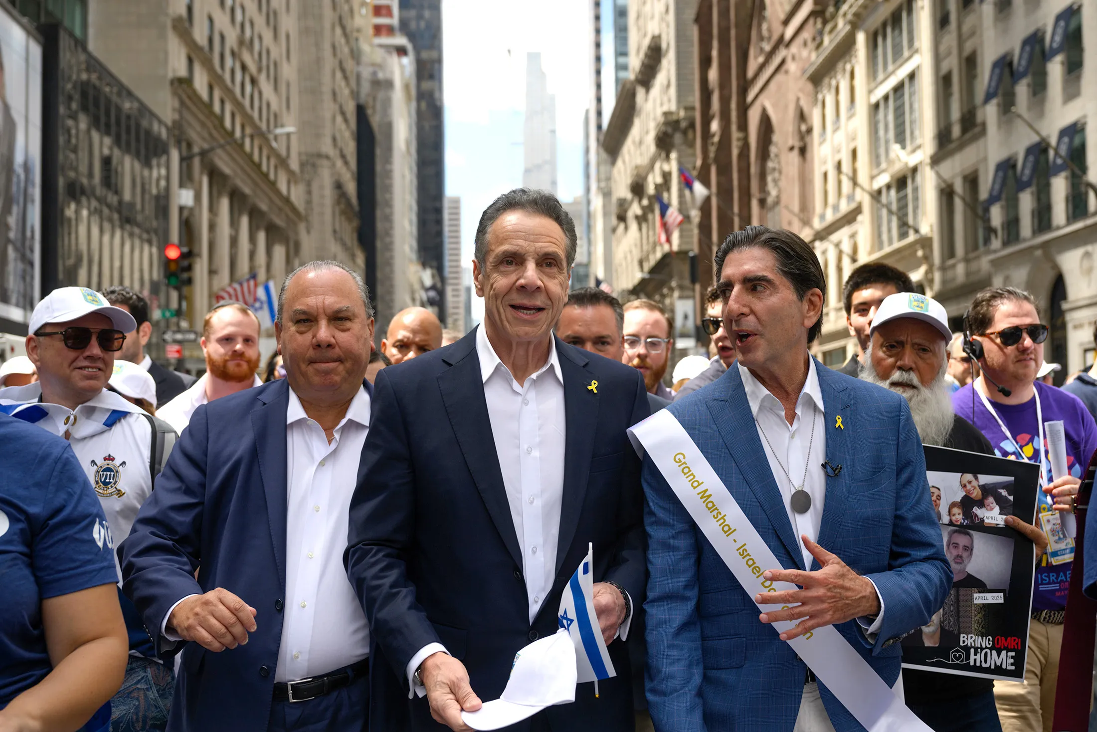 Andrew Cuomo, center,&nbsp;marches in the Celebrate Israel Parade up Fifth Avenue in New York&nbsp;on May 18.