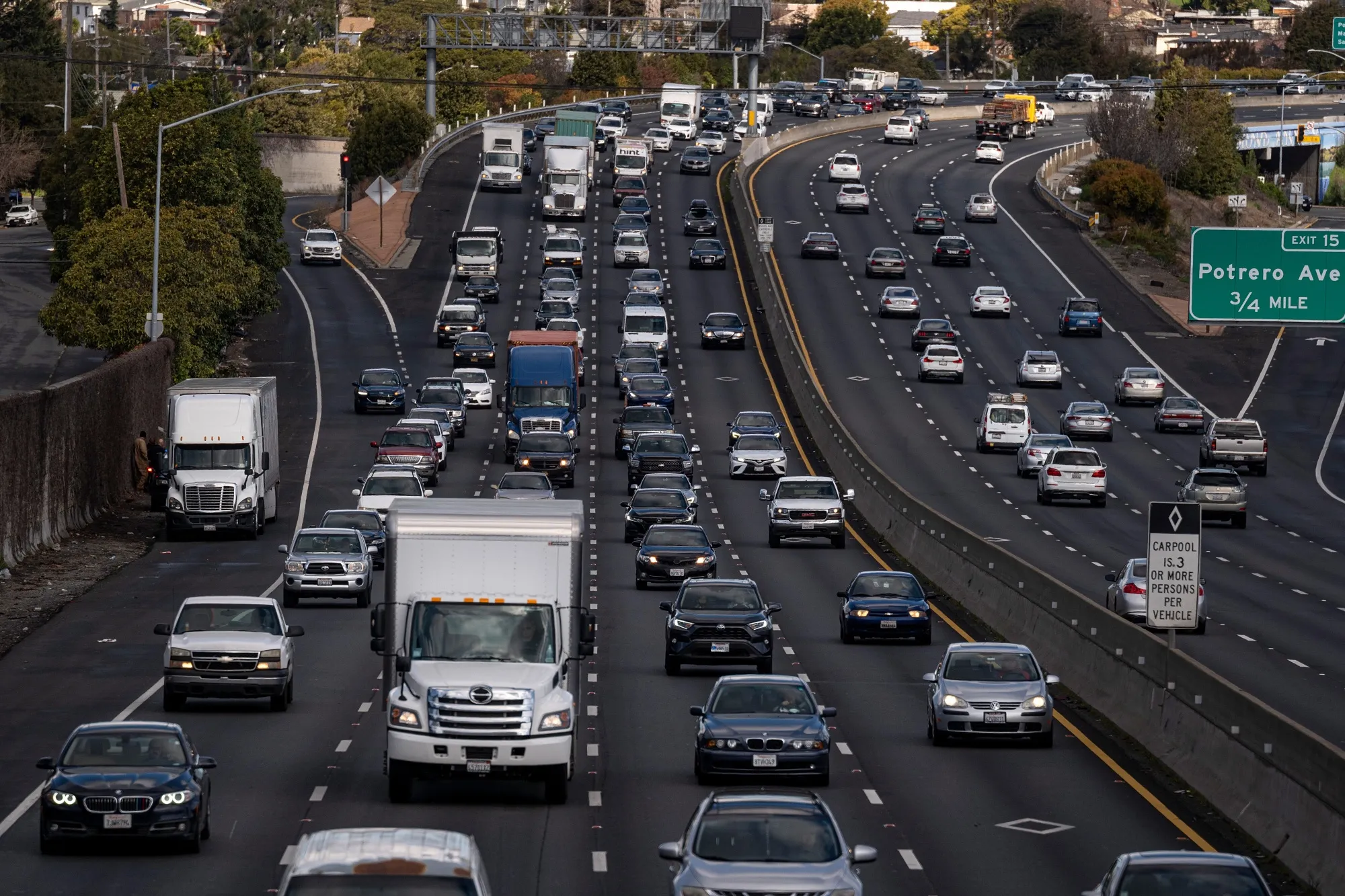 Westbound traffic on Interstate 80 in Richmond, California, U.S.,