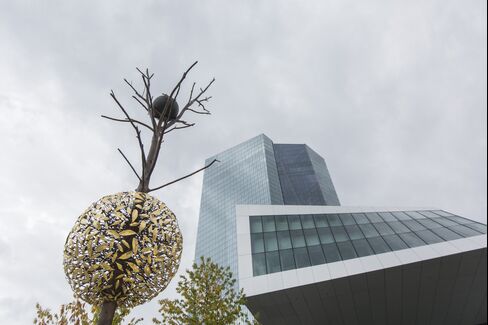European Central Bank President Mario Draghi Speaks At An Artwork Inauguration In The ECB Headquarters