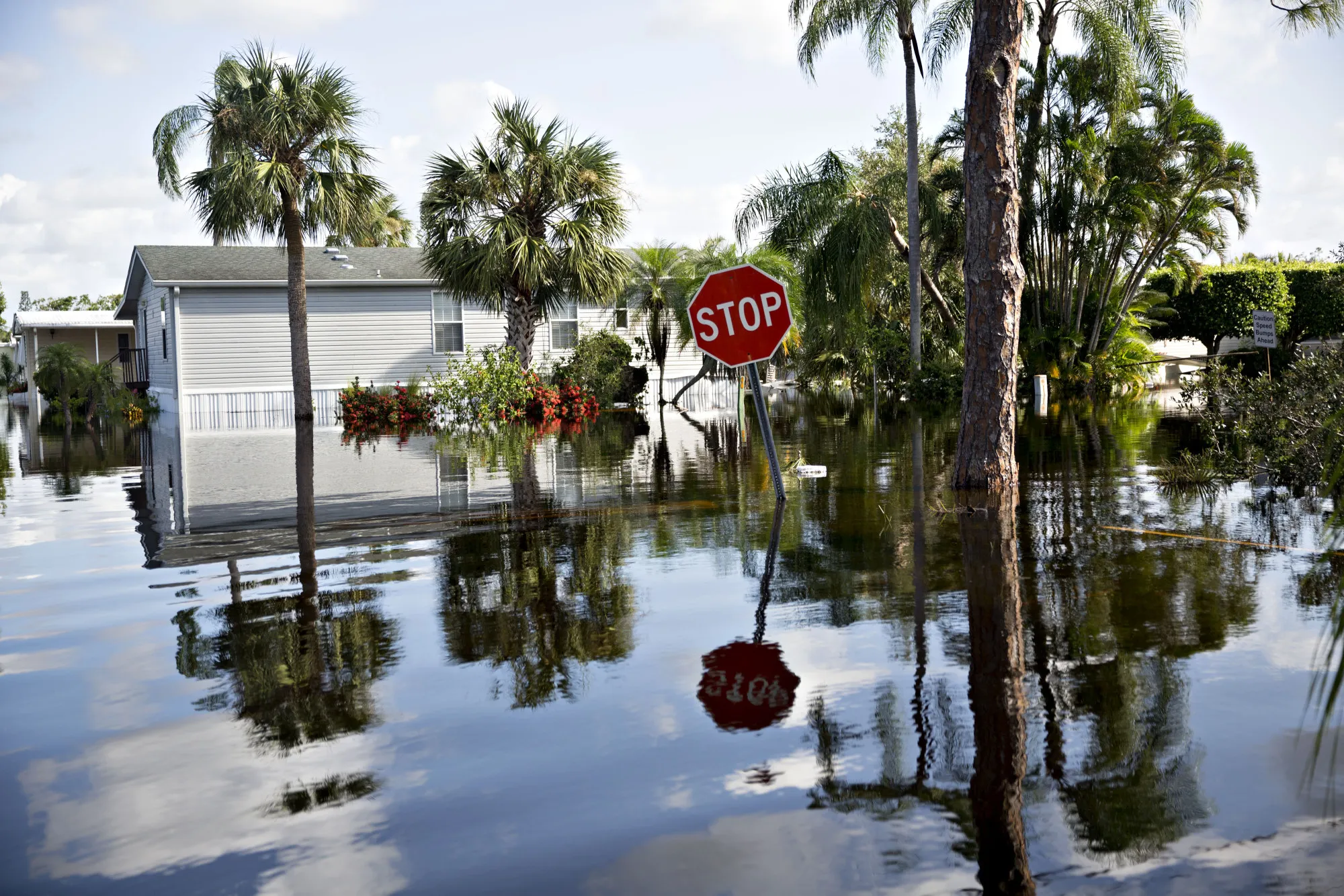 Mobile homes in a flooded neighborhood in Bonita Springs, Florida, on&nbsp;Sept. 12, 2017.