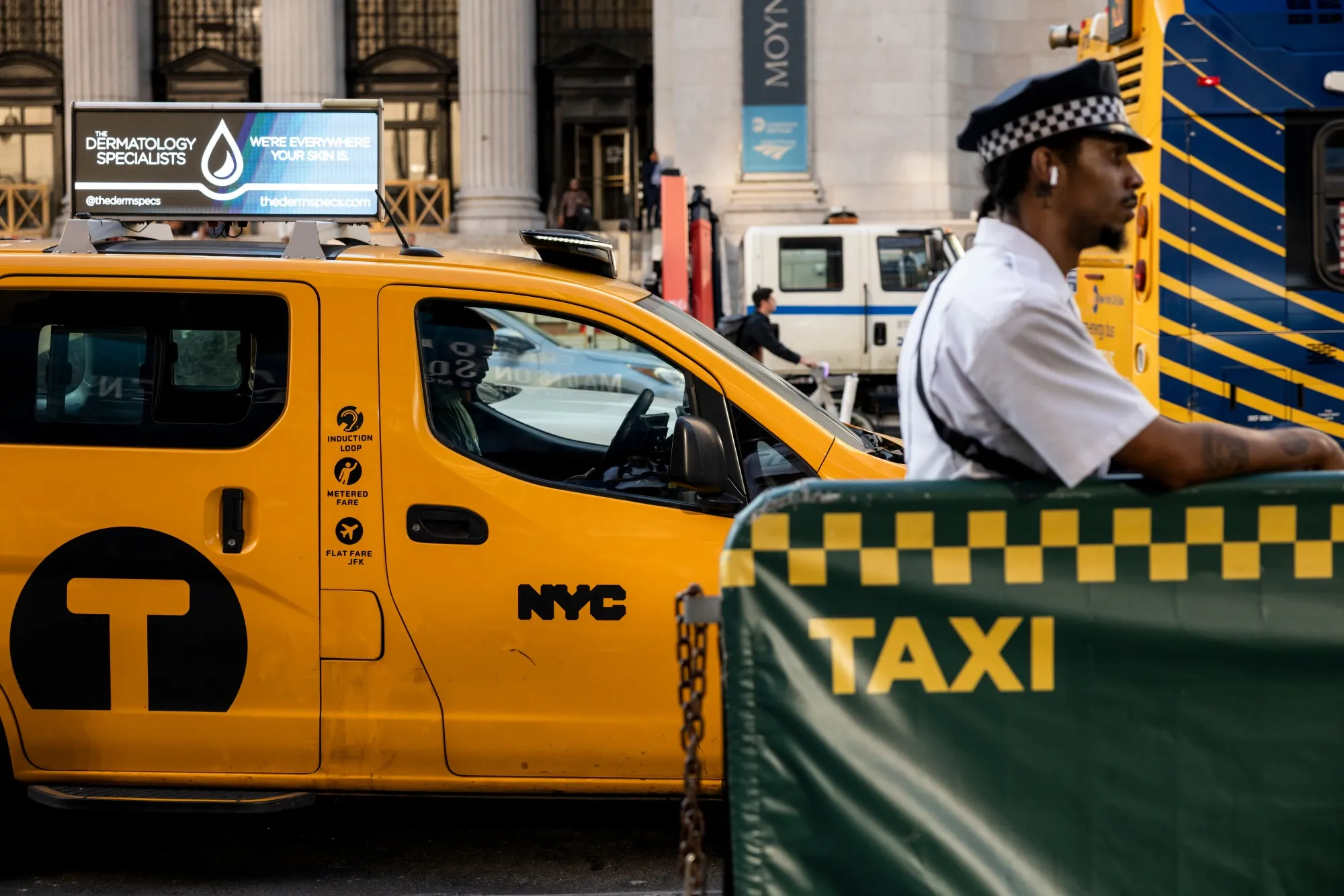 A taxi outside Penn Station in New York.