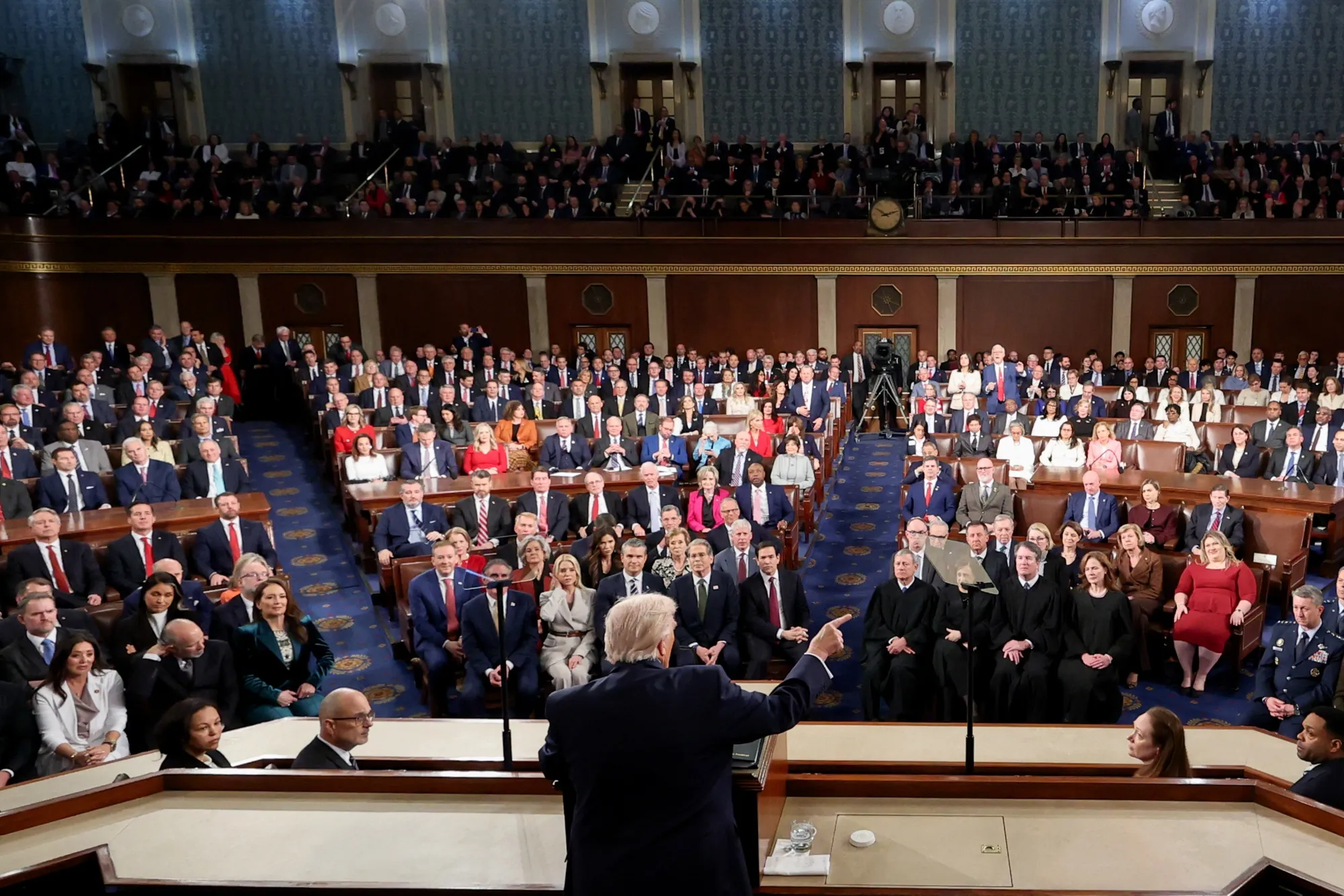 US President Donald Trump during a State of the Union address.