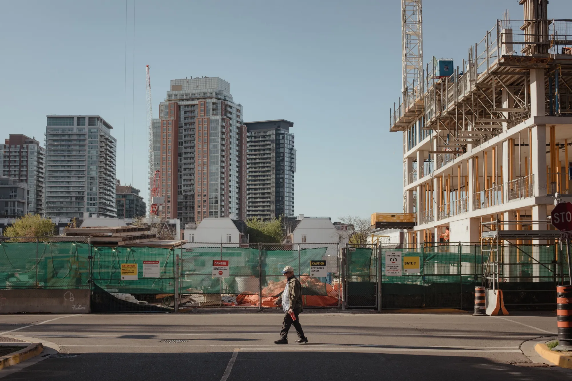 A residential building under construction in Toronto, Ontario.