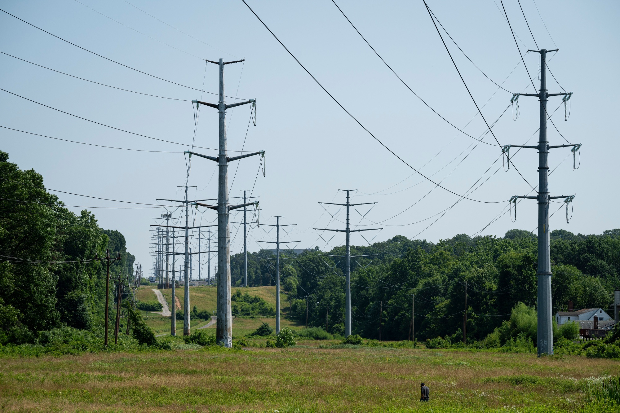 Power transmission lines in College Park, Maryland.