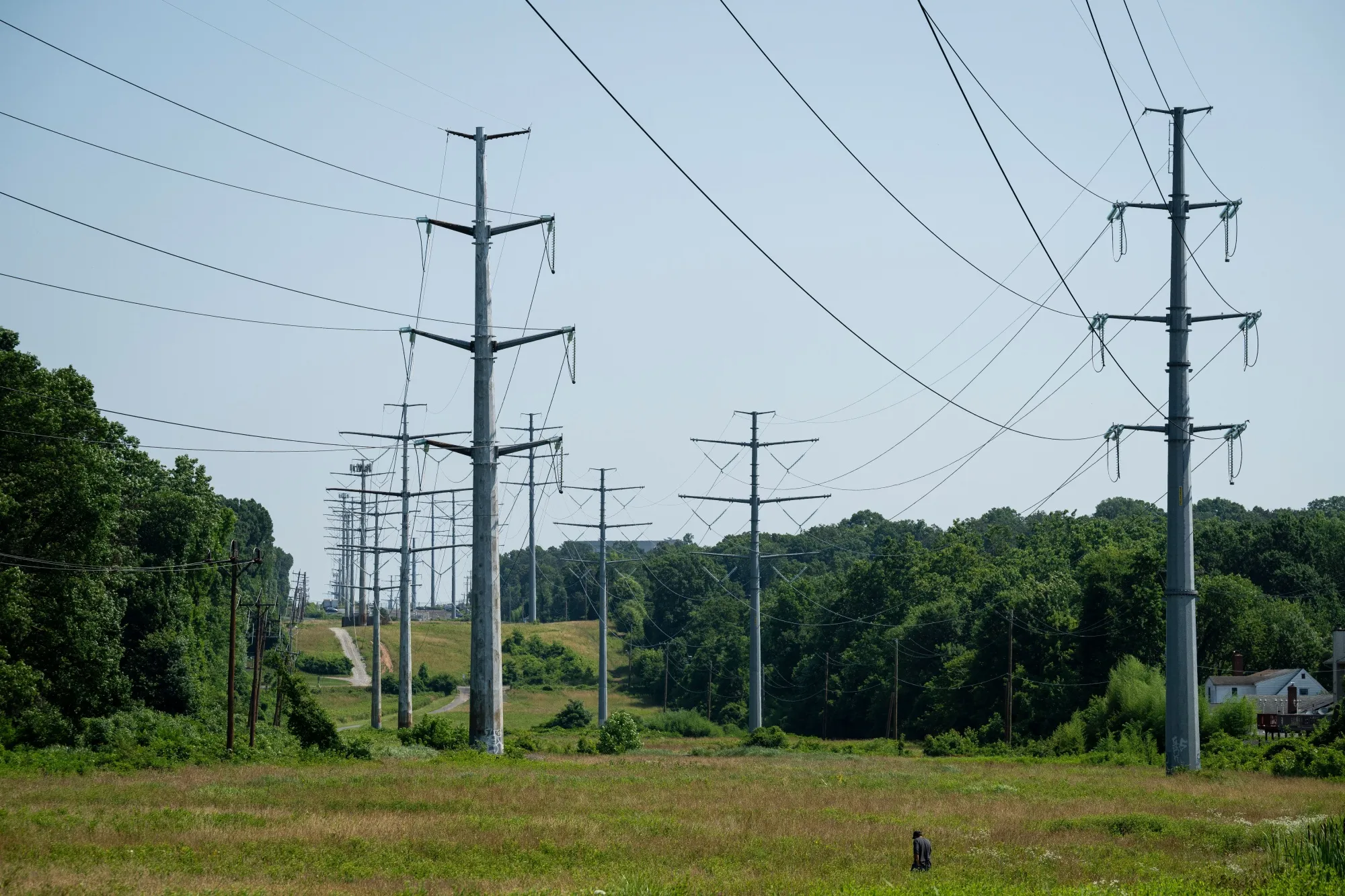 Power transmission lines in College Park, Maryland.