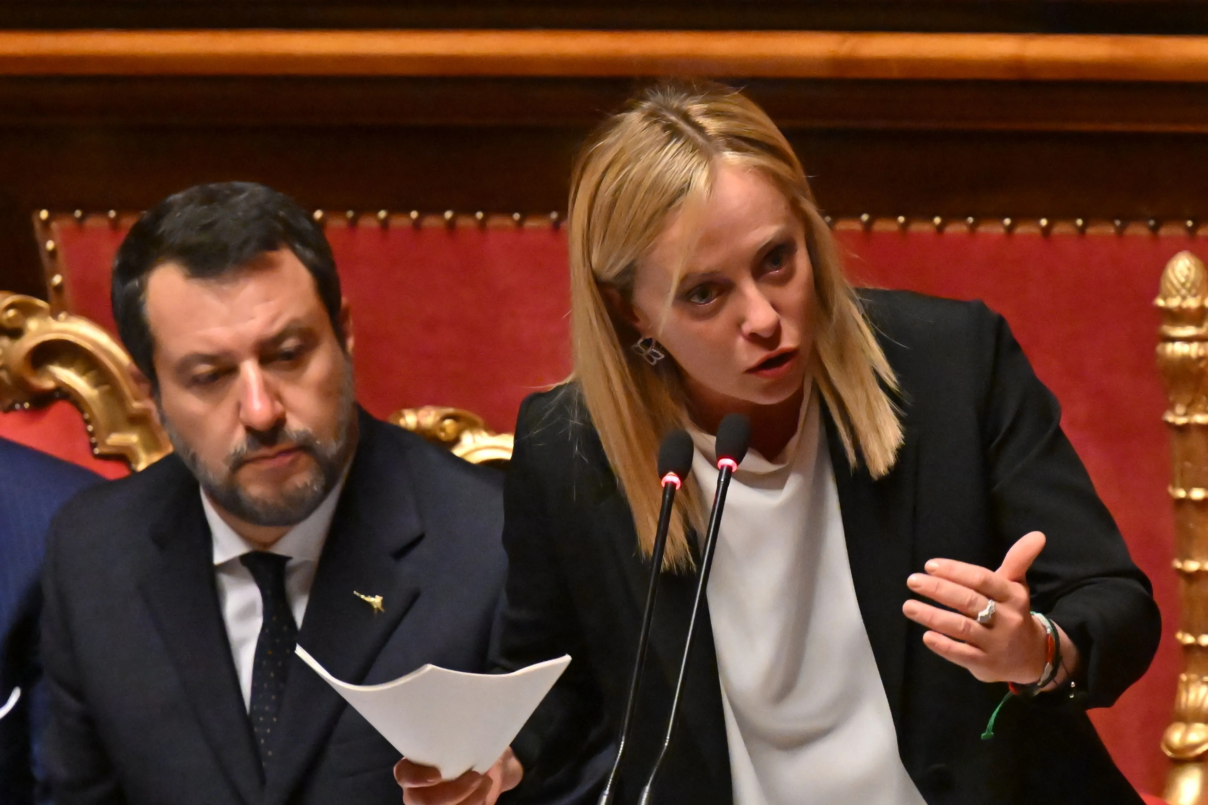 Giorgia Meloni, right, and Matteo Salvini.