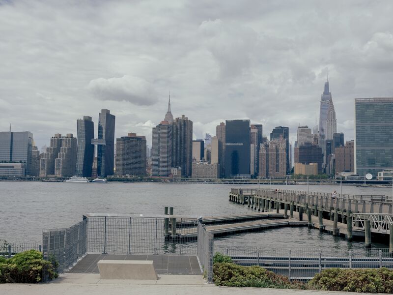 The Manhattan skyline from Gantry Plaza State Park in the Long Island City neighborhood in the Queens borough of New York.