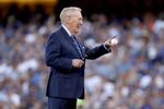 LOS ANGELES, CA - OCTOBER 25: Former Los Angeles Dodgers broadcaster Vin Scully addresses fans before game two of the 2017 World Series between the Houston Astros and the Los Angeles Dodgers at Dodger Stadium on October 25, 2017 in Los Angeles, California. (Photo by Christian Petersen/Getty Images)