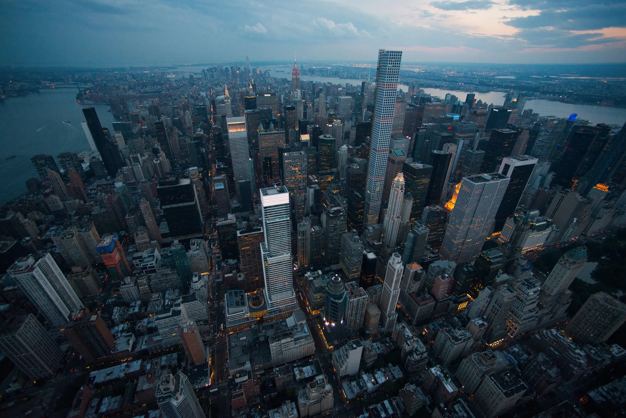 Midtown Manhattan in aerial photographs in New York.
