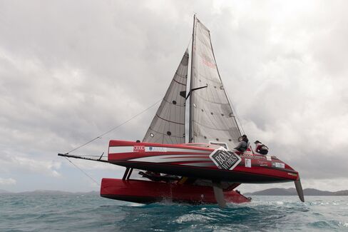 The Boat Works leans deep during a Day 5 race.