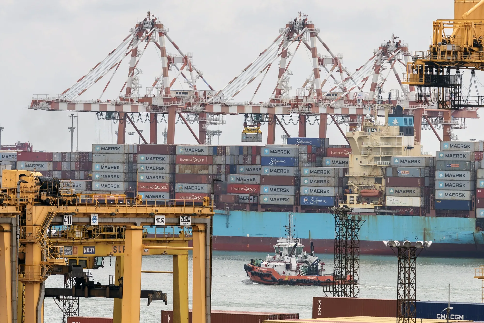 Gantry cranes at the Port of Colombo in Sri Lanka.