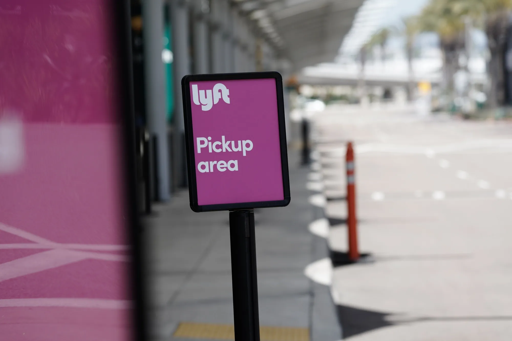 A designated waiting area for Lyft ride-sharing at San Diego International Airport&nbsp;in San Diego, California.