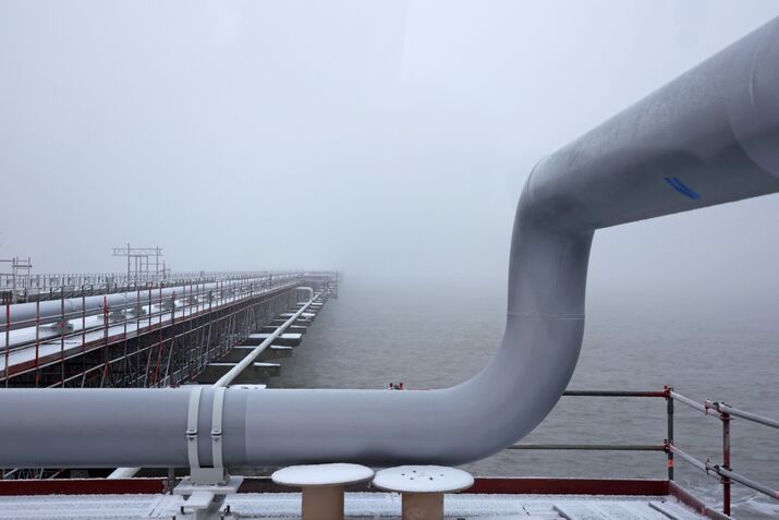 German Chancellor Olaf Scholz Opens The Uniper SE Wilhelmshaven LNG Terminal 