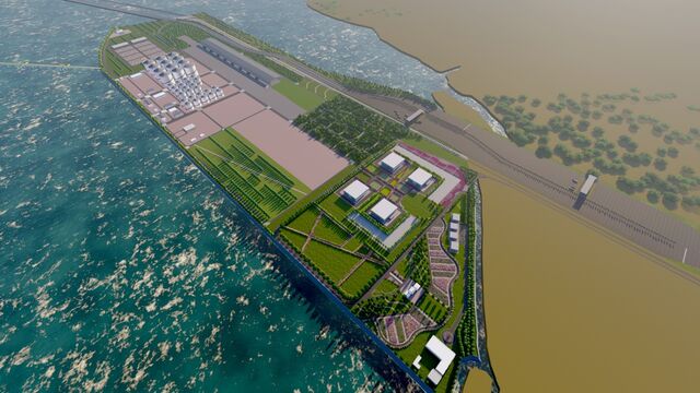An aerial artist rendering of Vadhvan Port.   