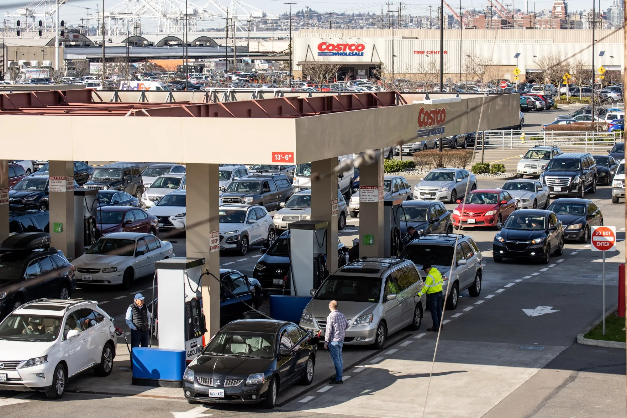 Costco gas station in the South of Downtown neighborhood of Seattle, Washington, March 9, 2022.