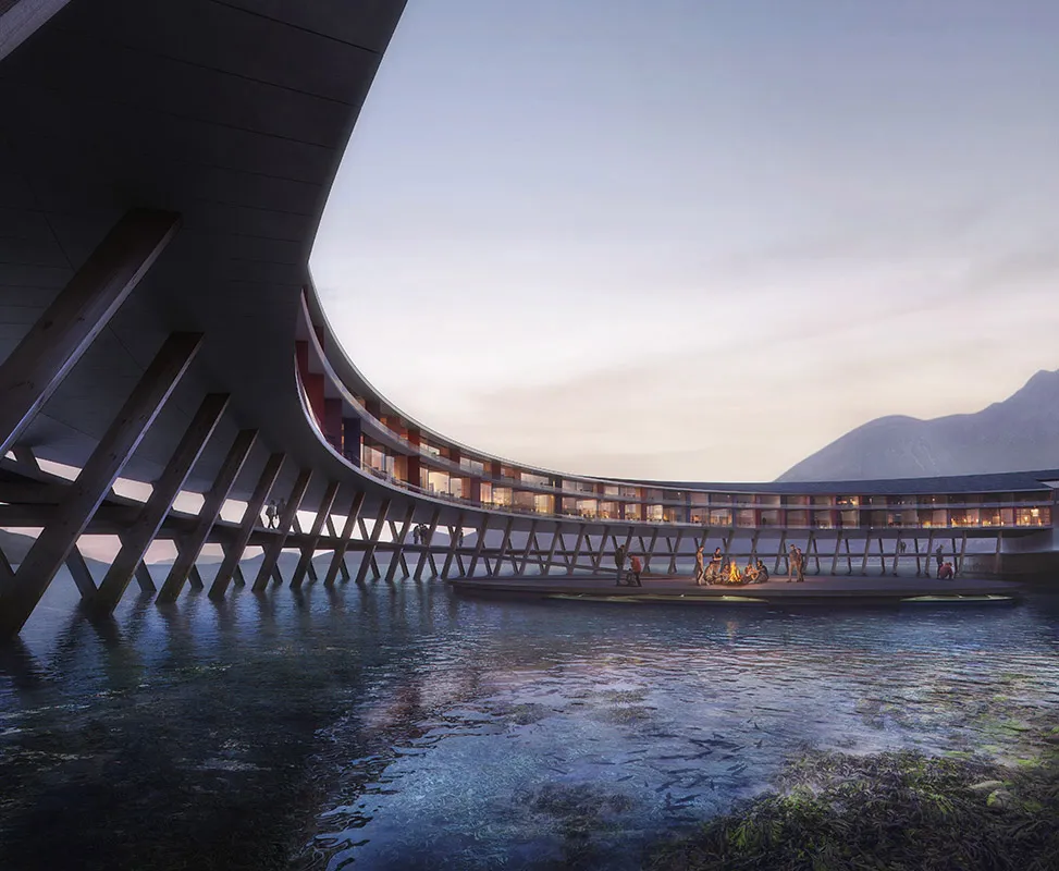A rendering of Six Senses Svart, which aims to be an energy-positive, carbon-neutral property.