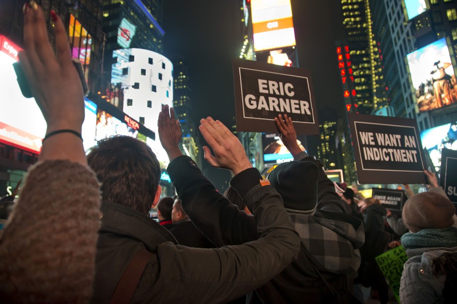 New Yorkers protest the grand jury's decision not to indict the officer involved in Eric Garner's death. 