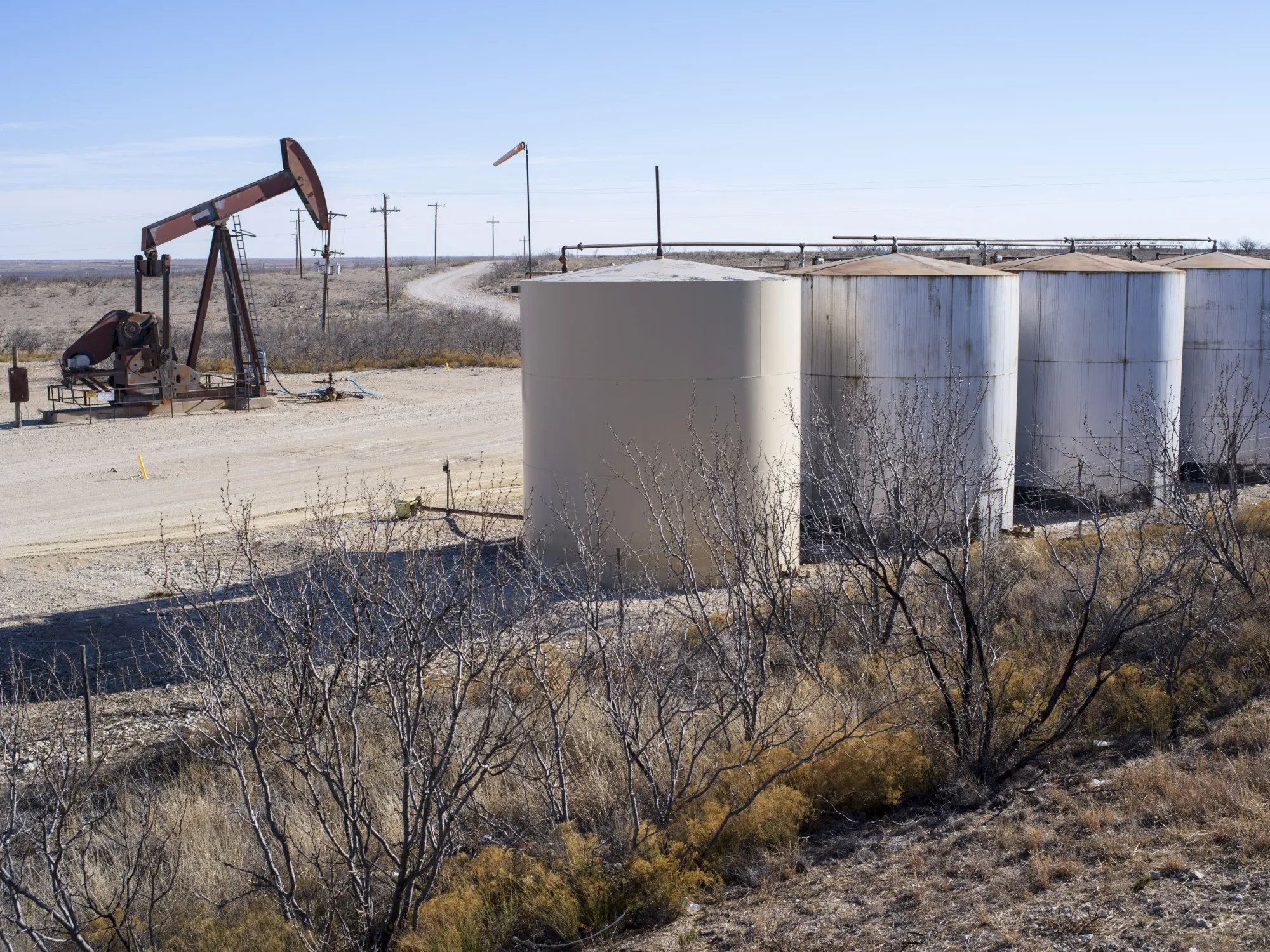 A pumpjack extracts oil near Crane, Texas.