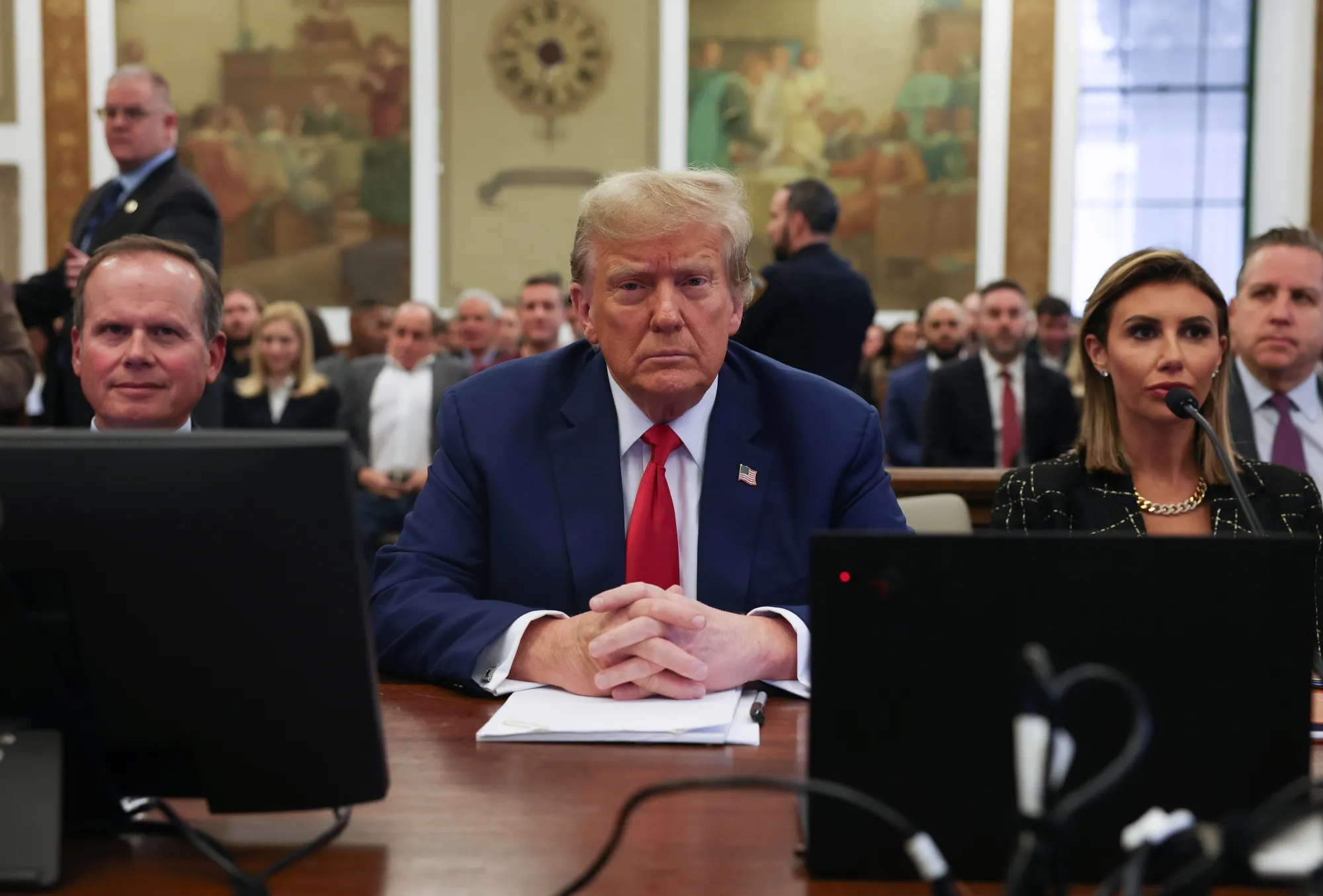 Donald Trump and his lawyers attend the Trump Organization civil fraud trial at New York State Supreme Court&nbsp;in New York.