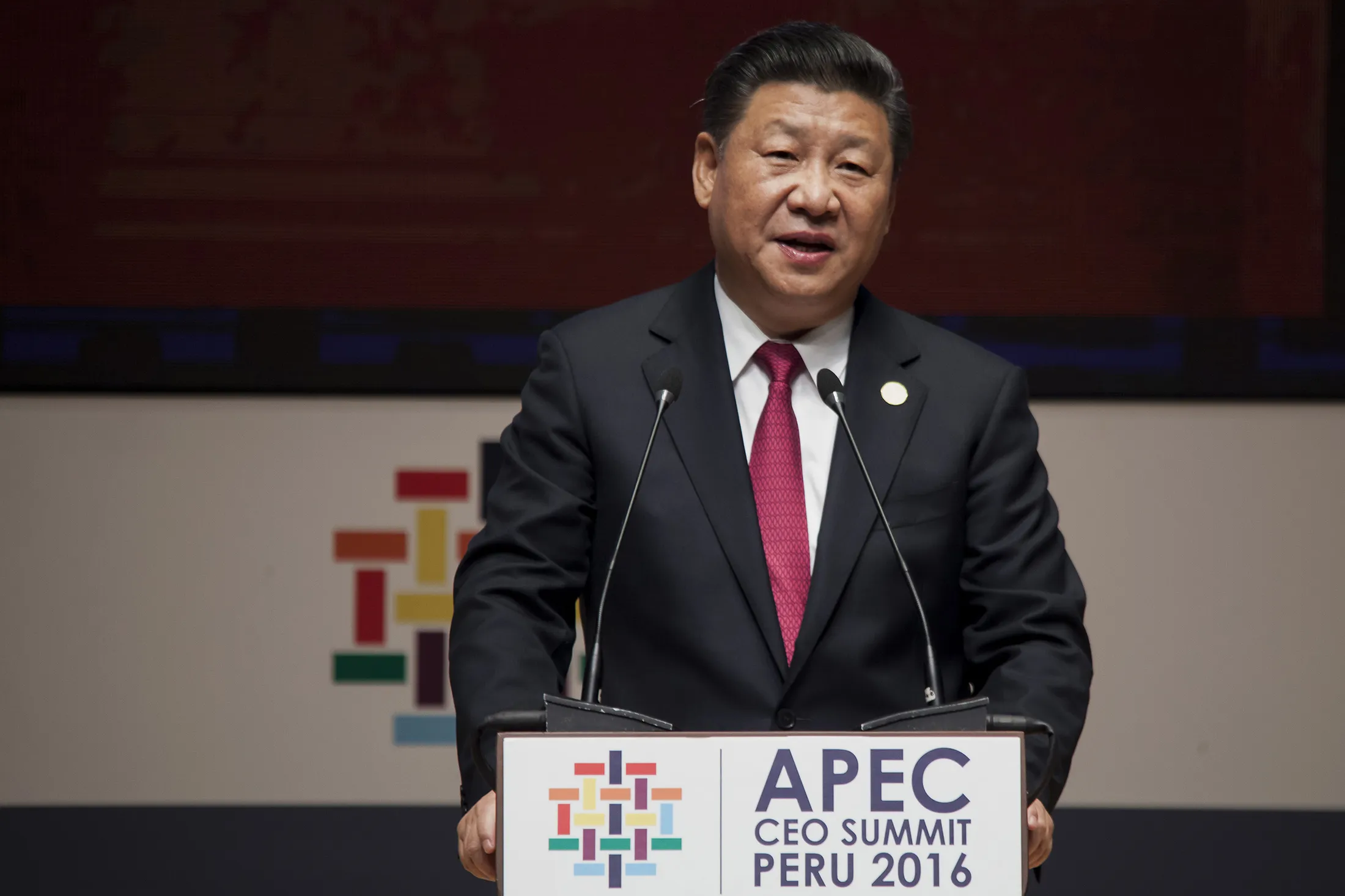Xi Jinping speaks in Lima on Nov. 19.
