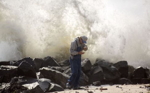 Strong waves crash into shore in Atlantic City on Sept. 4.