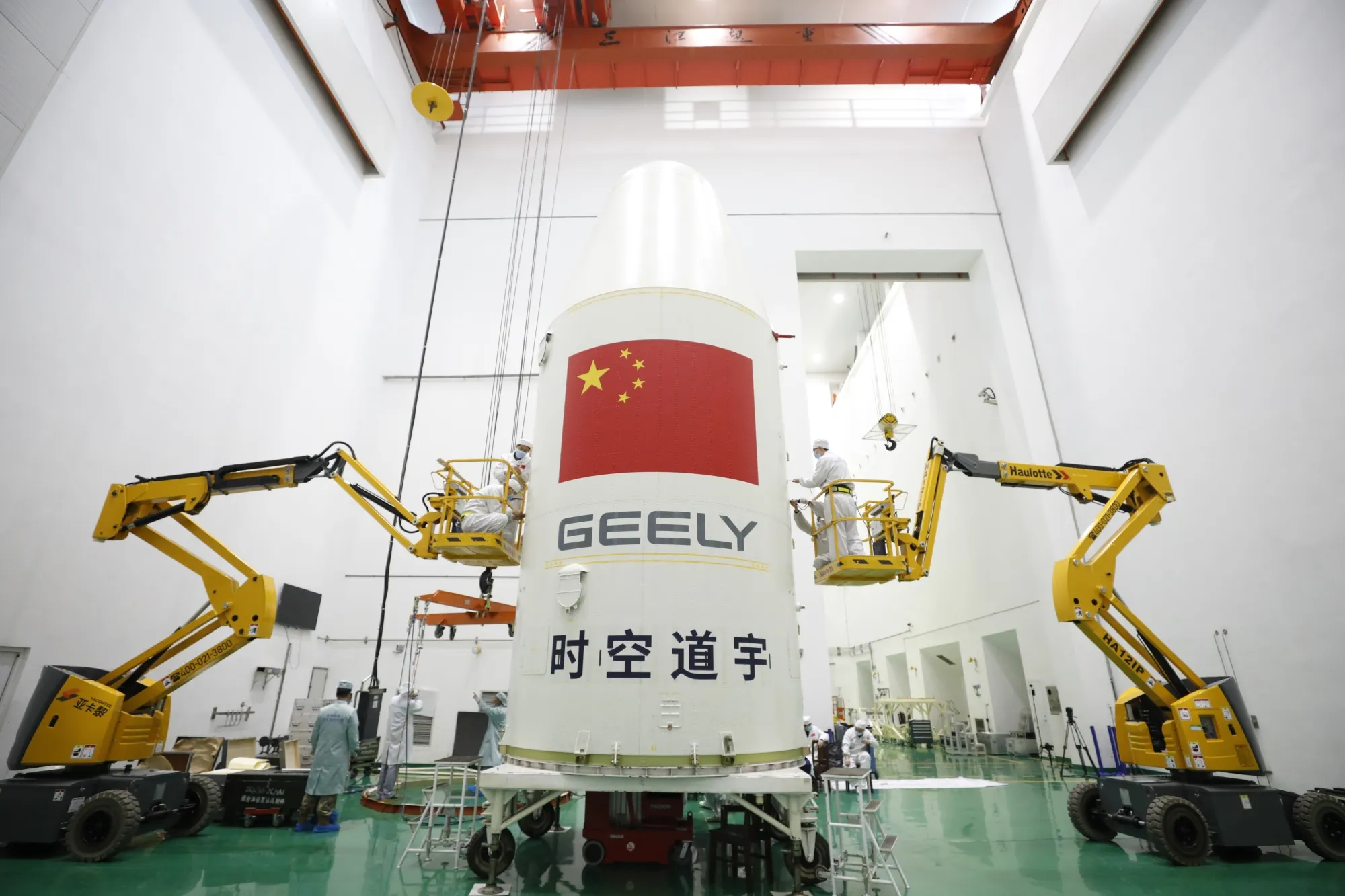 Workers readying&nbsp;satellites for Chinese automaker Geely&nbsp;ahead of a&nbsp;successful launch in 2024.