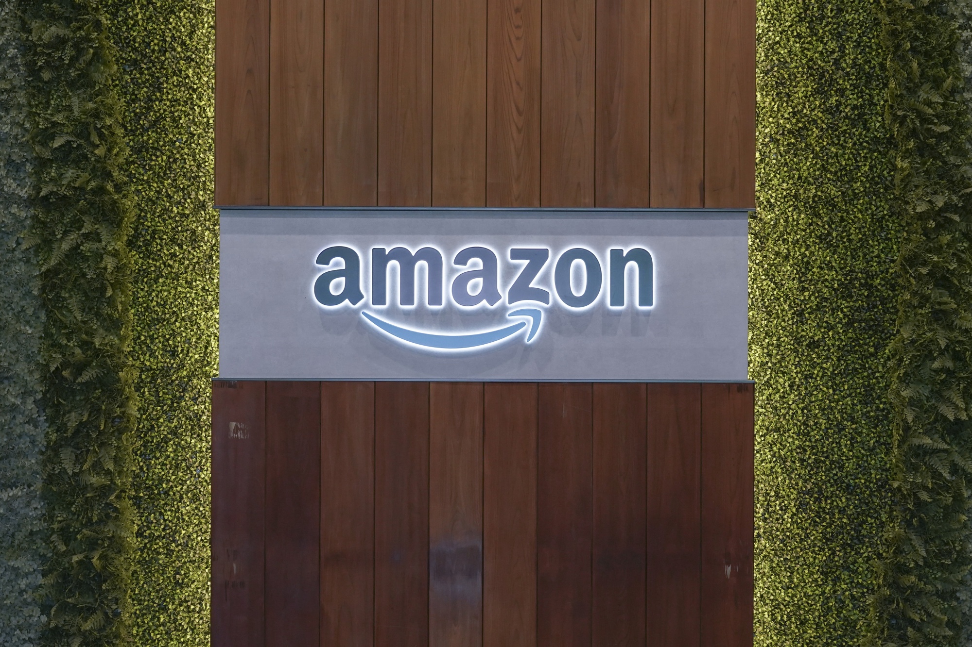 The Amazon.com Inc. logo displayed at the company's advanced fulfillment center in Chiba, Japan, on Monday, June 20, 2025. Amazon.com is the world’s largest e-commerce platform.