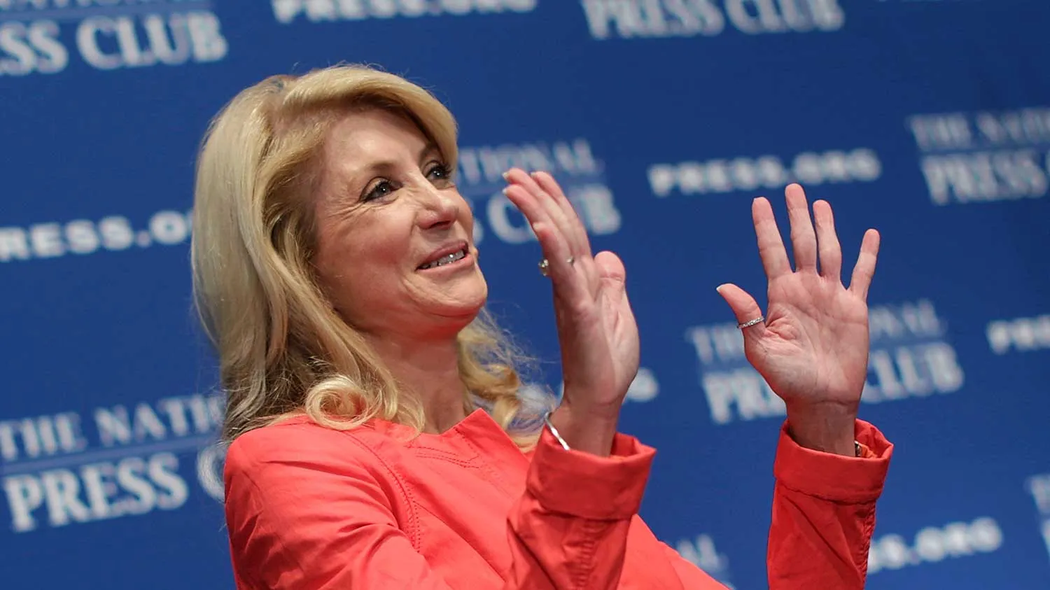 Texas State Sen. Wendy David (D) speaks at the National Press Club August 5, 2013 in Washington, DC.
