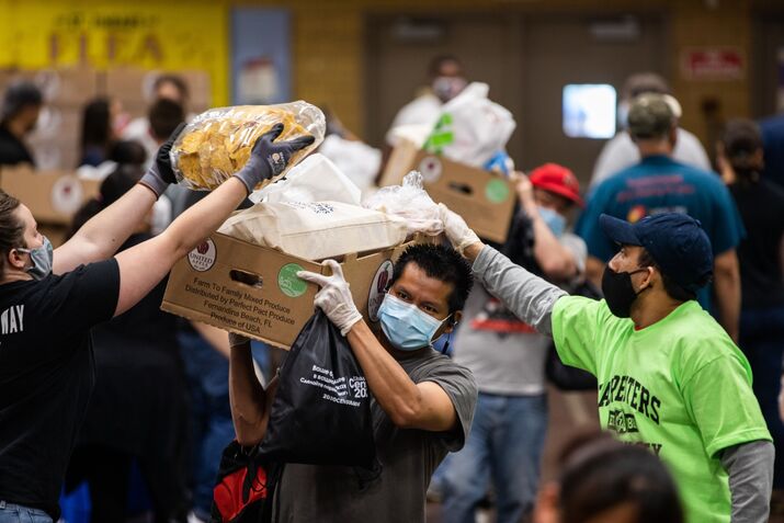 Catholic Charities Brooklyn And Queens Pop Up Food Distribution Site As Demand On Food Banks Surge