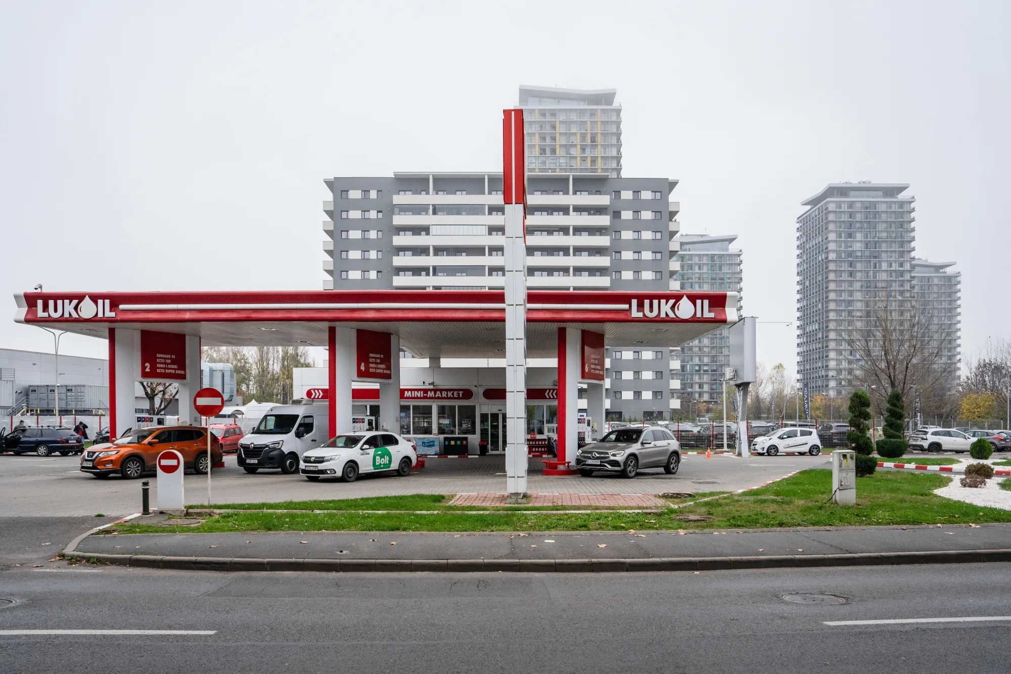 A Lukoil PJSC gas station in Bucharest, Romania.