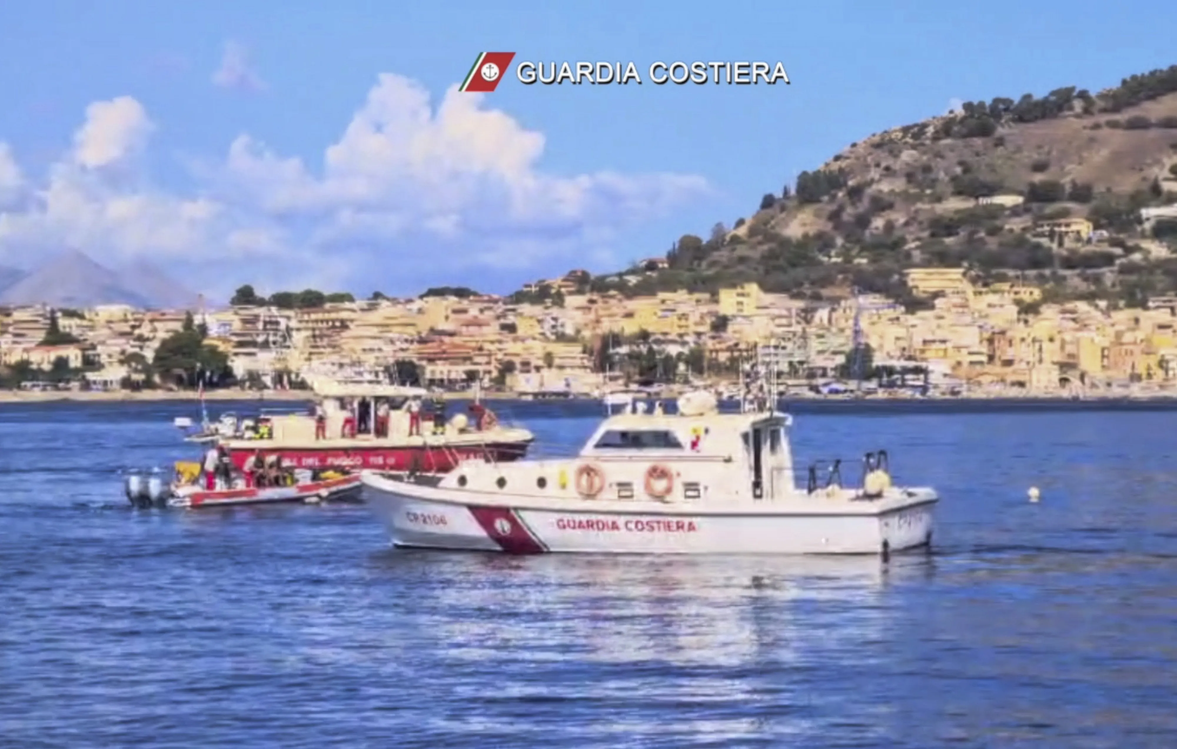 The Italian Coast Guard at the site of the sunk yacht, on Aug. 19.&nbsp;&nbsp;