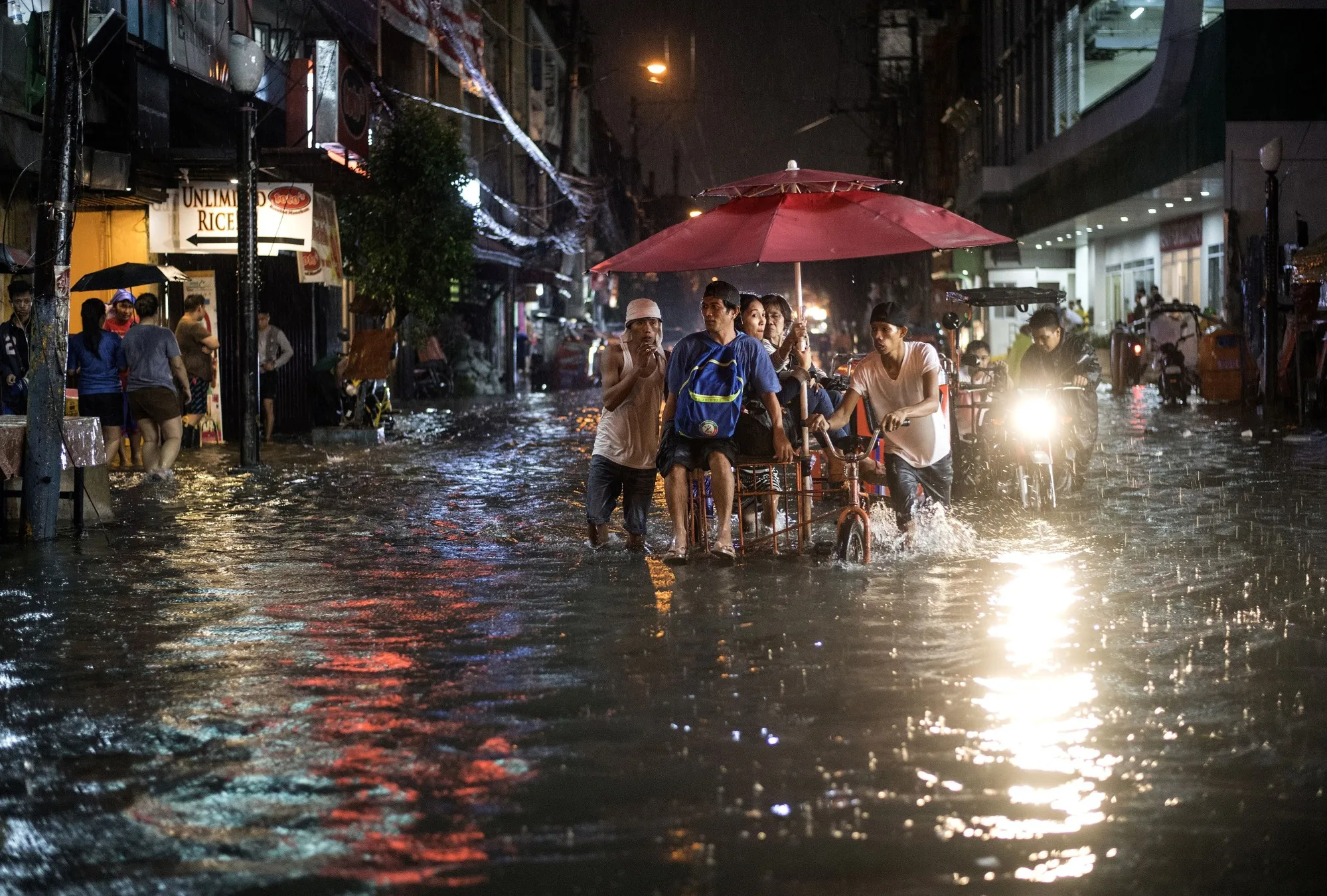 A flooded street in Manila on Aug. 11