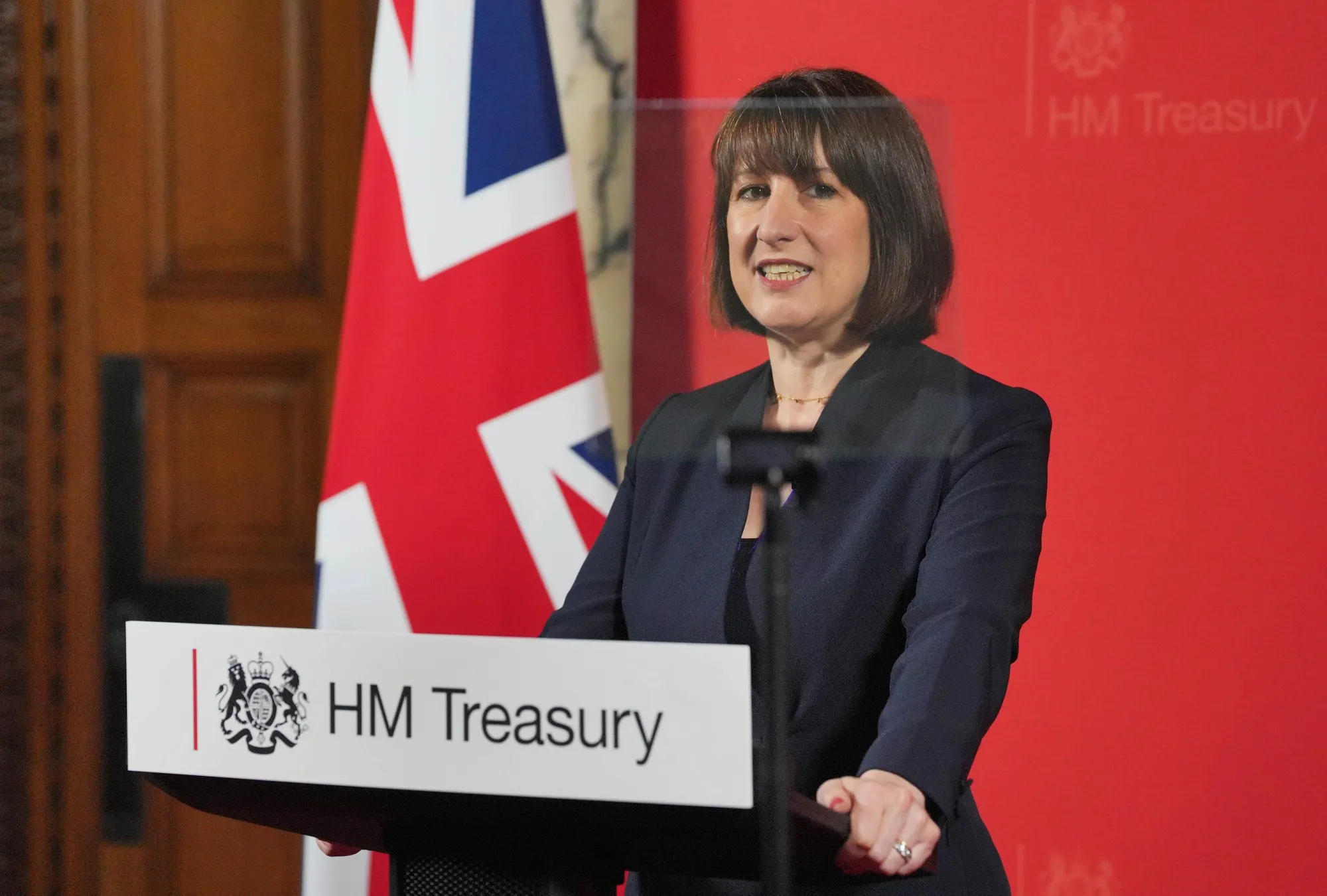 Rachel Reeves delivers a speech to business leaders at the Treasury on July 8.