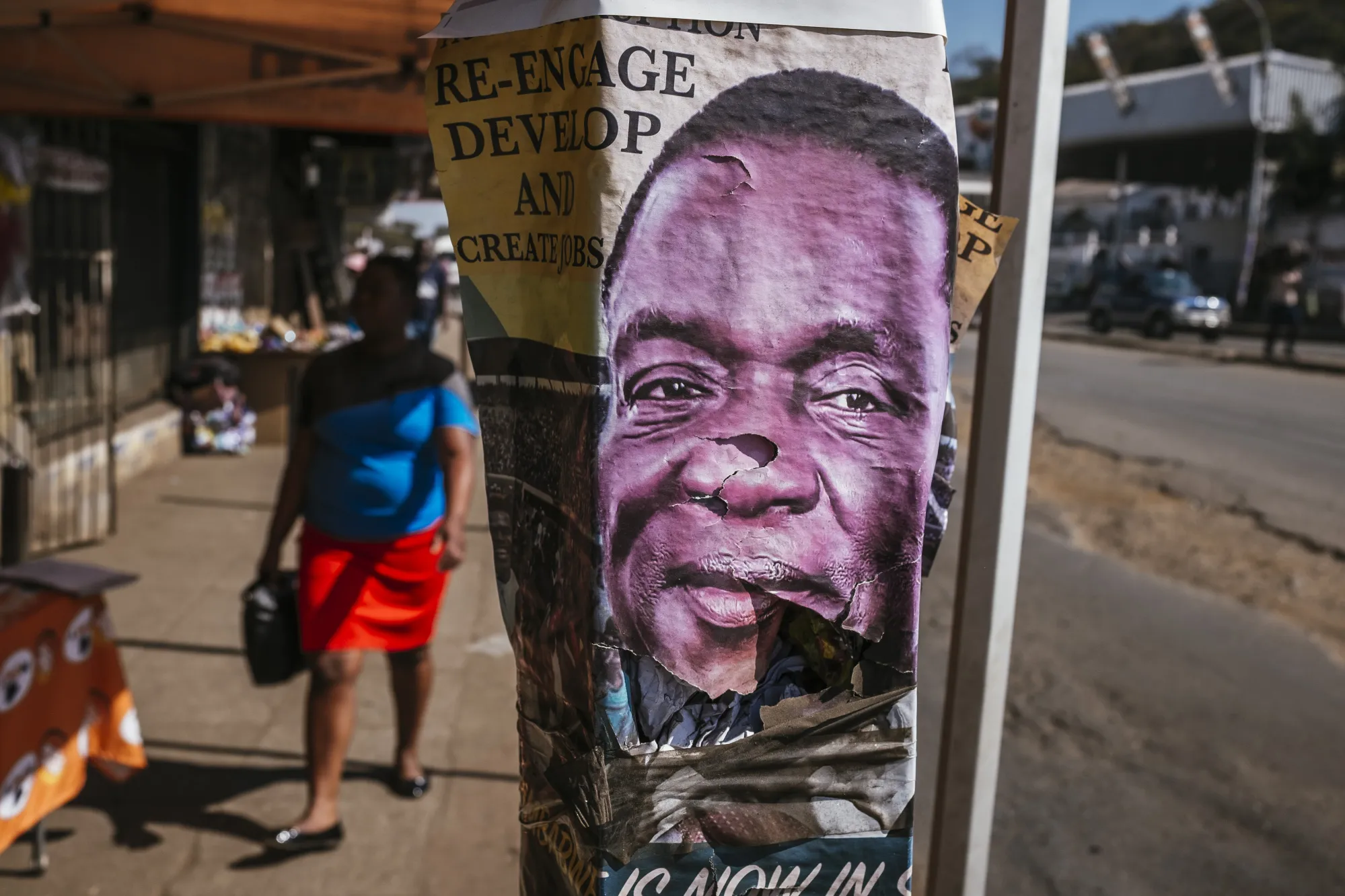 An election poster for Emmerson Mnangagwa in Harare, Zimbabwe.&nbsp;