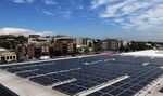 Solar panels on a building in Denver.