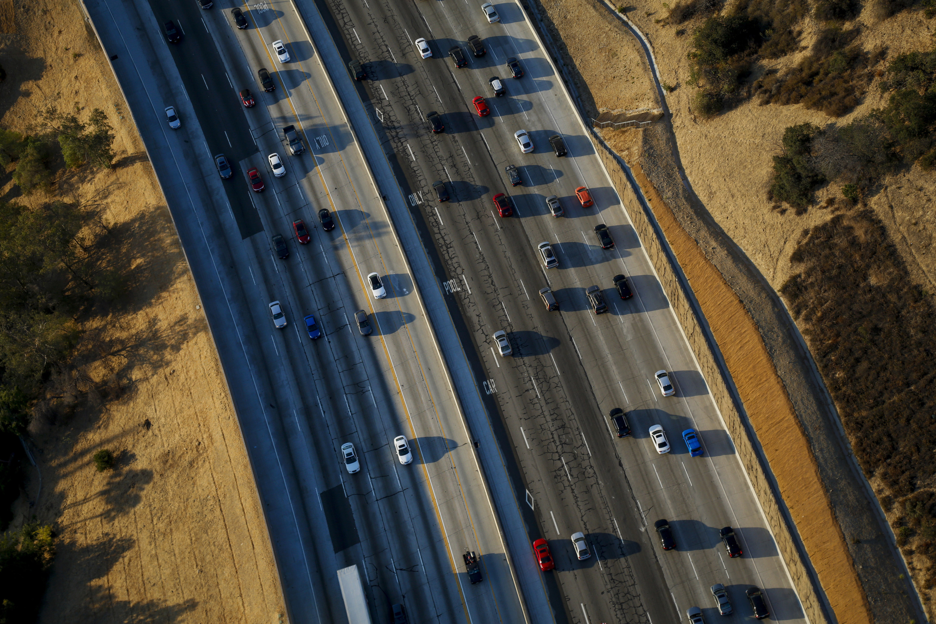 Aerial Views Of Rush Hour Traffic