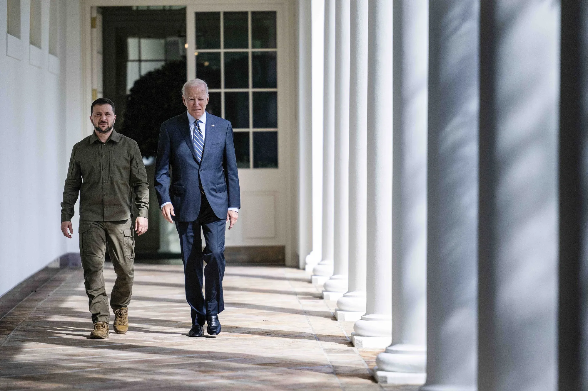 US President Joe Biden and Ukraine’s Volodymyr Zelenskiy at&nbsp;the White House in Washington&nbsp;on Sept. 21.