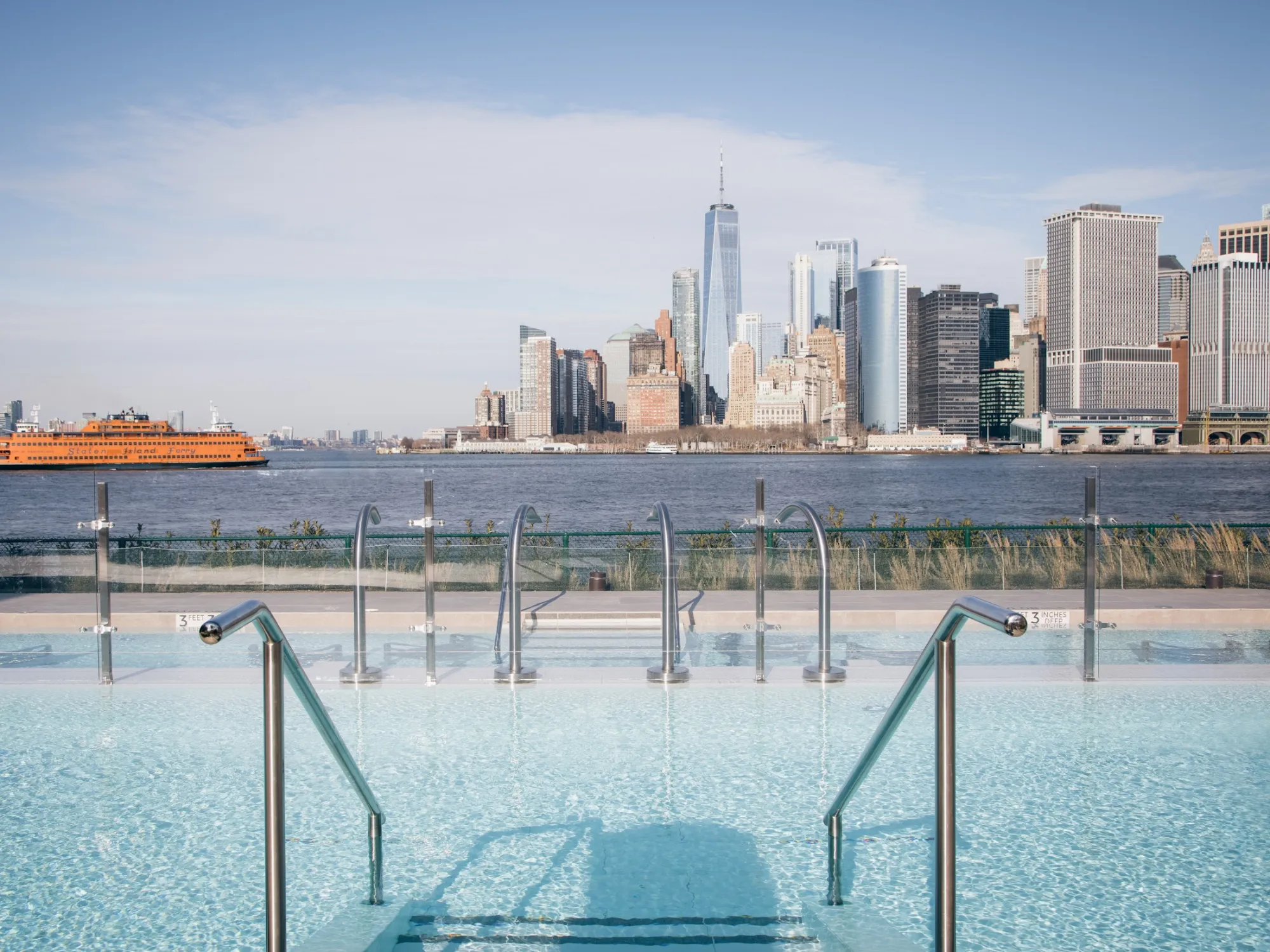 The spa on&nbsp;Governors Island&nbsp;faces&nbsp;the lower Manhattan&nbsp;skyline.