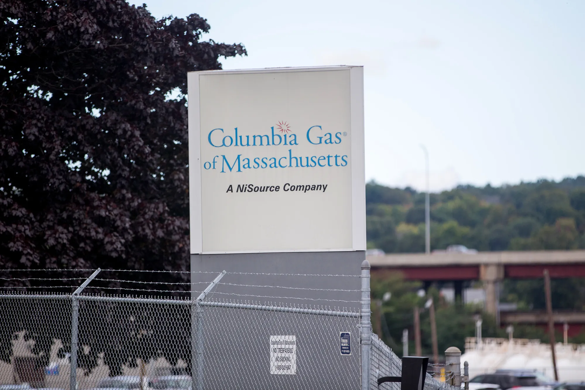 Signage is displayed at the Columbia Gas of Massachusetts facility in Lawrence, Massachusetts.