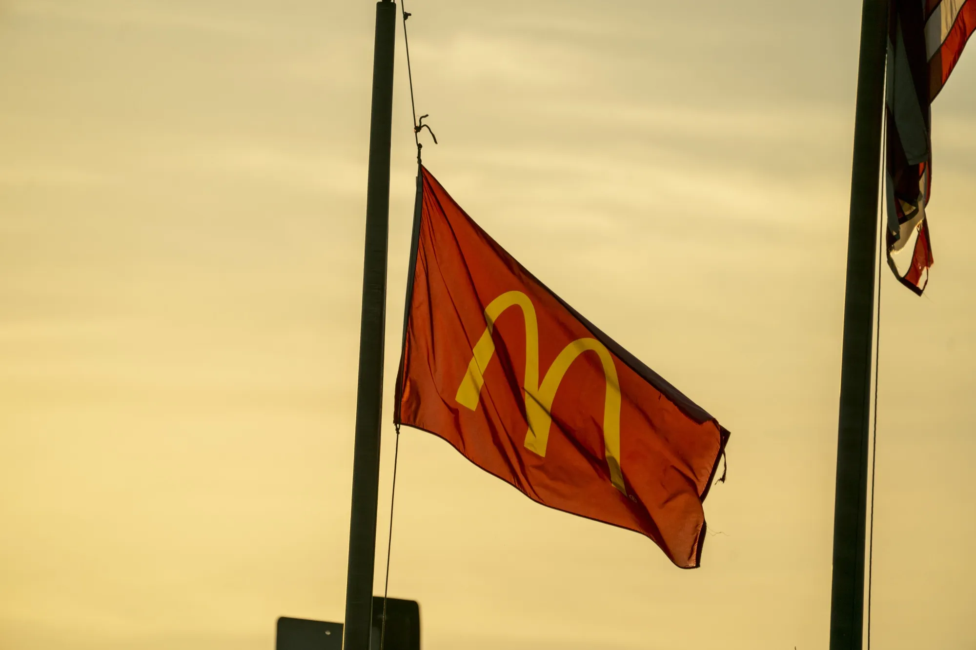 A flag at a McDonald's restaurant.