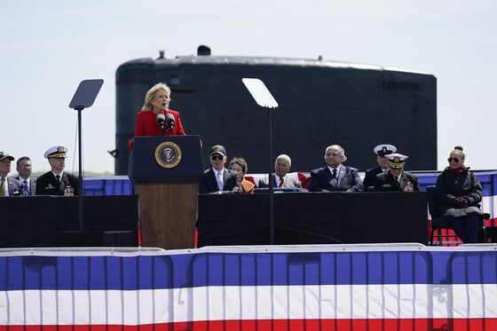 Biden, First Lady Salute Attack Sub With Russia Tensions High