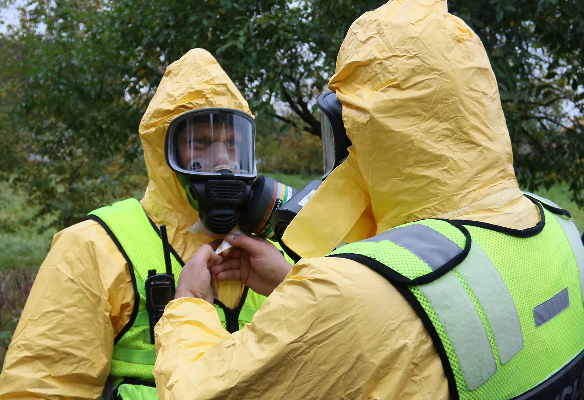 Lithuanian police during an emergency drill amid concerns over the nuclear plant in&nbsp;Belarus.