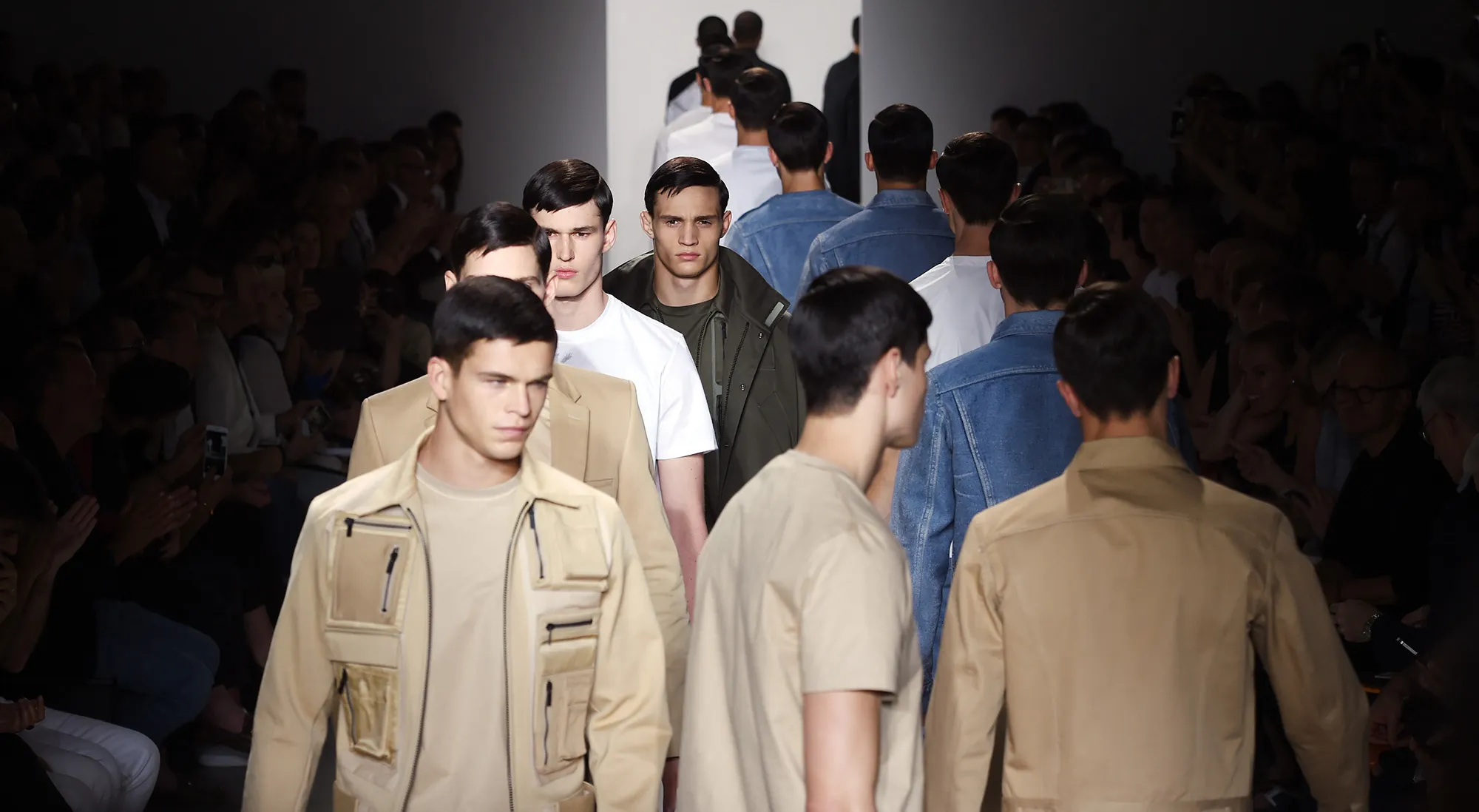 Models walk the runway during the Calvin Klein Collection fashion show as part of Milan Men's Fashion Week Spring/Summer 2016 on June 21, 2015 in Milan, Italy.&nbsp;