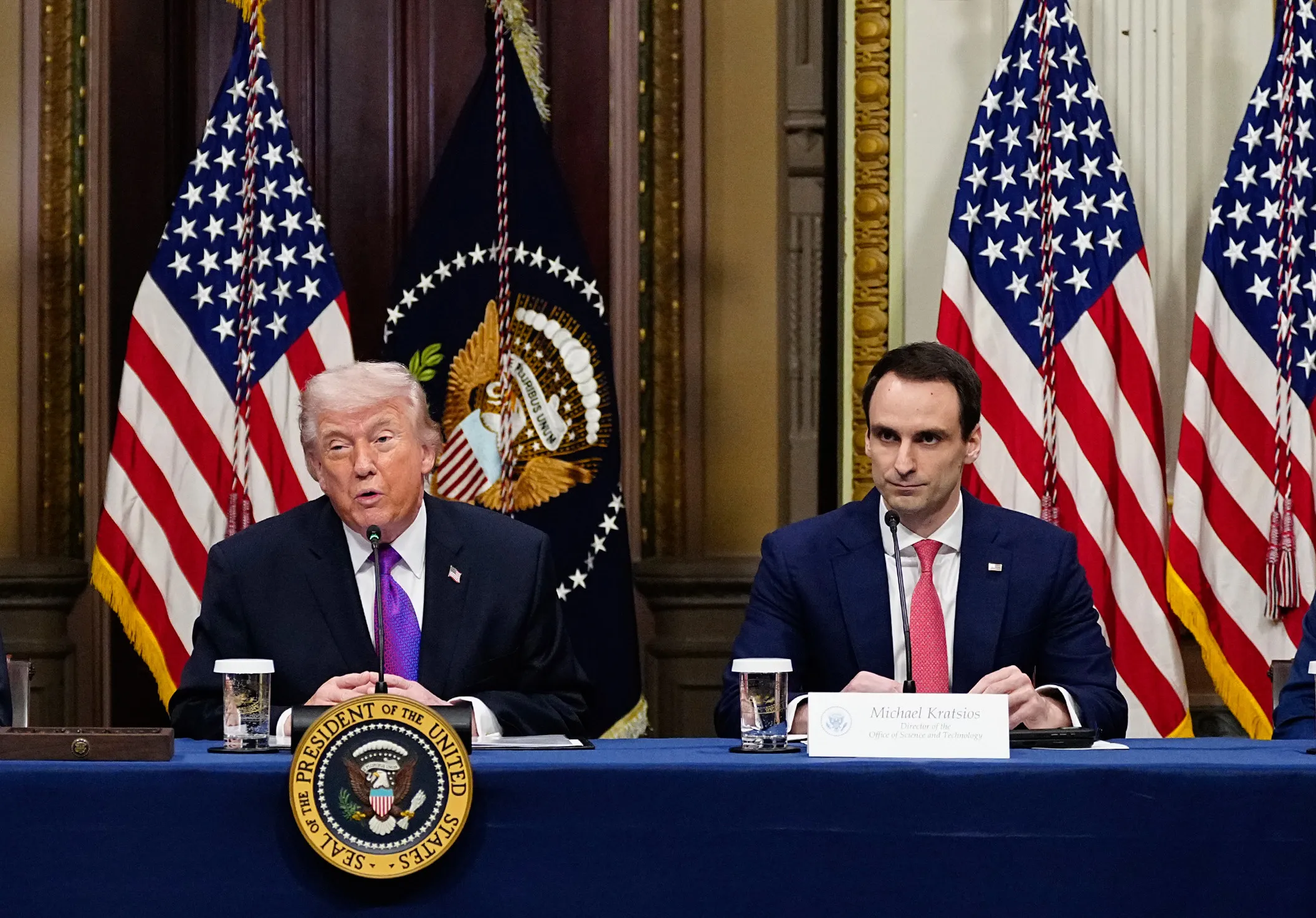 US President Donald Trump and White House Science and Technology Policy Director Michael Kratsios