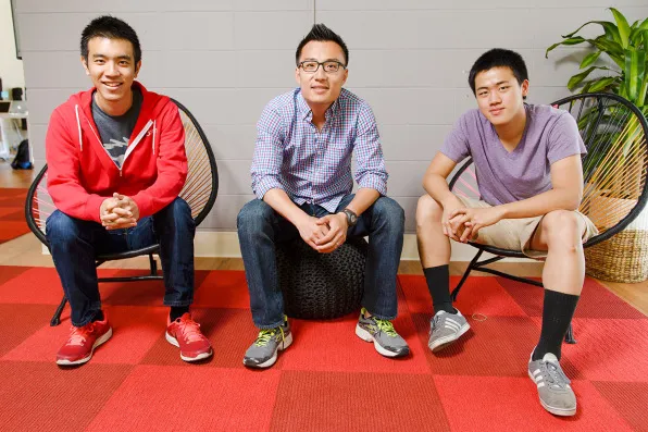 Stanley Tang, from left, Tony Xu, and Andy Fang