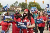 United Auto Workers Union Holds Practice Picket As Strike Looms
