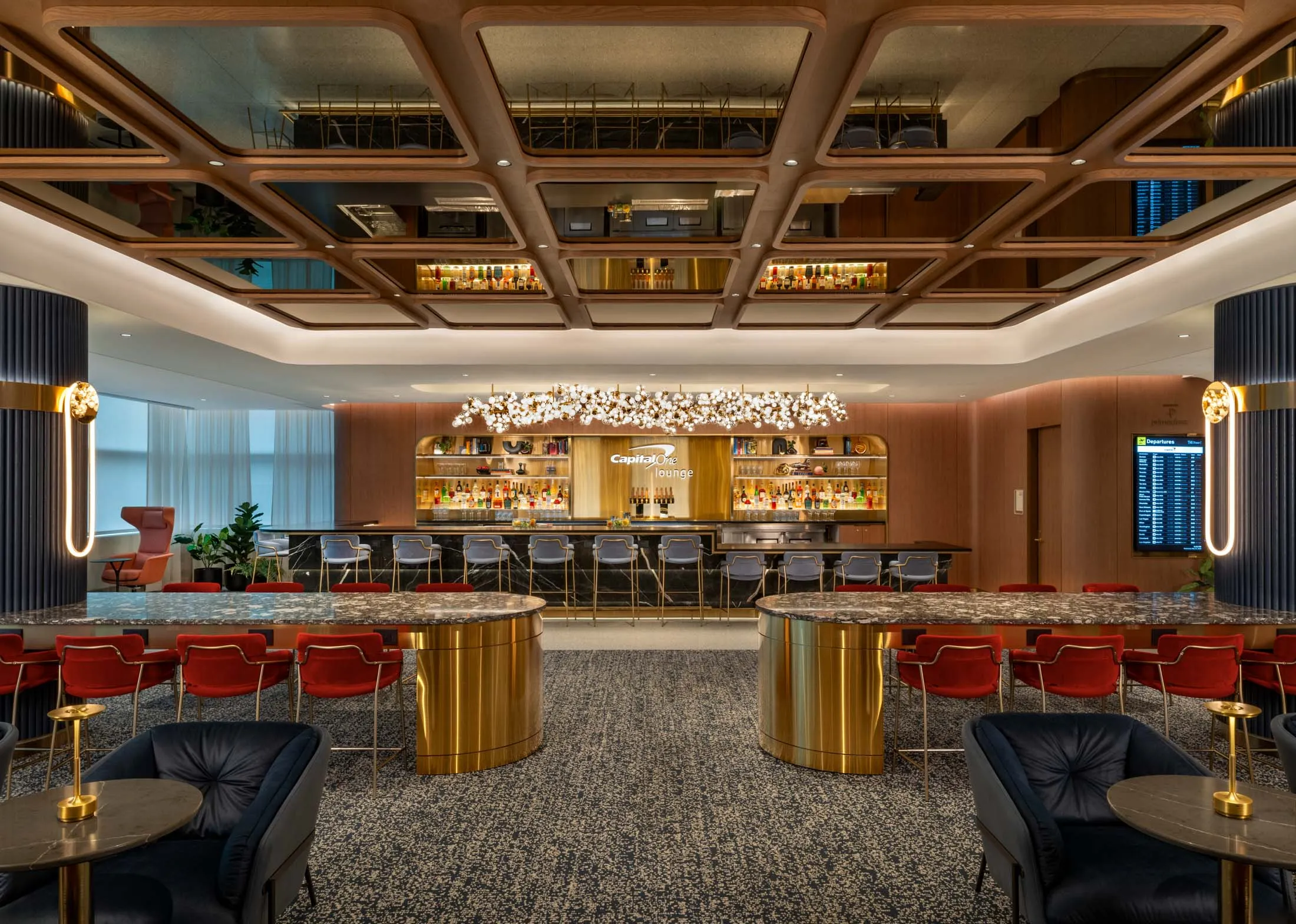 The bar in the new Capital One Lounge at JFK.