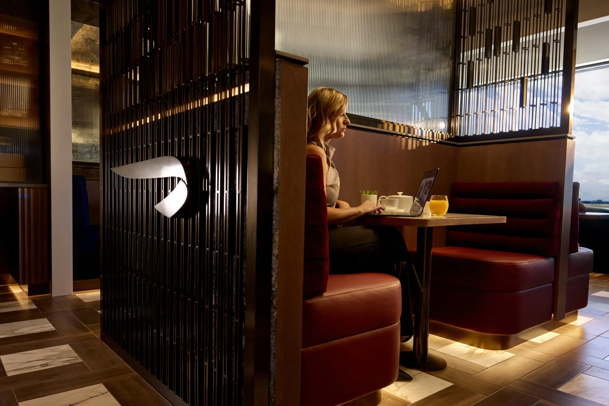 A dining area in the Miami lounge.