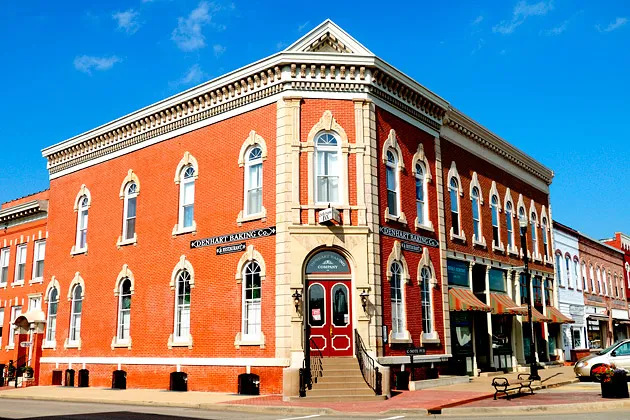 The Denhart Baking Co. located in an old bank building on the town square in Washington, Ill.