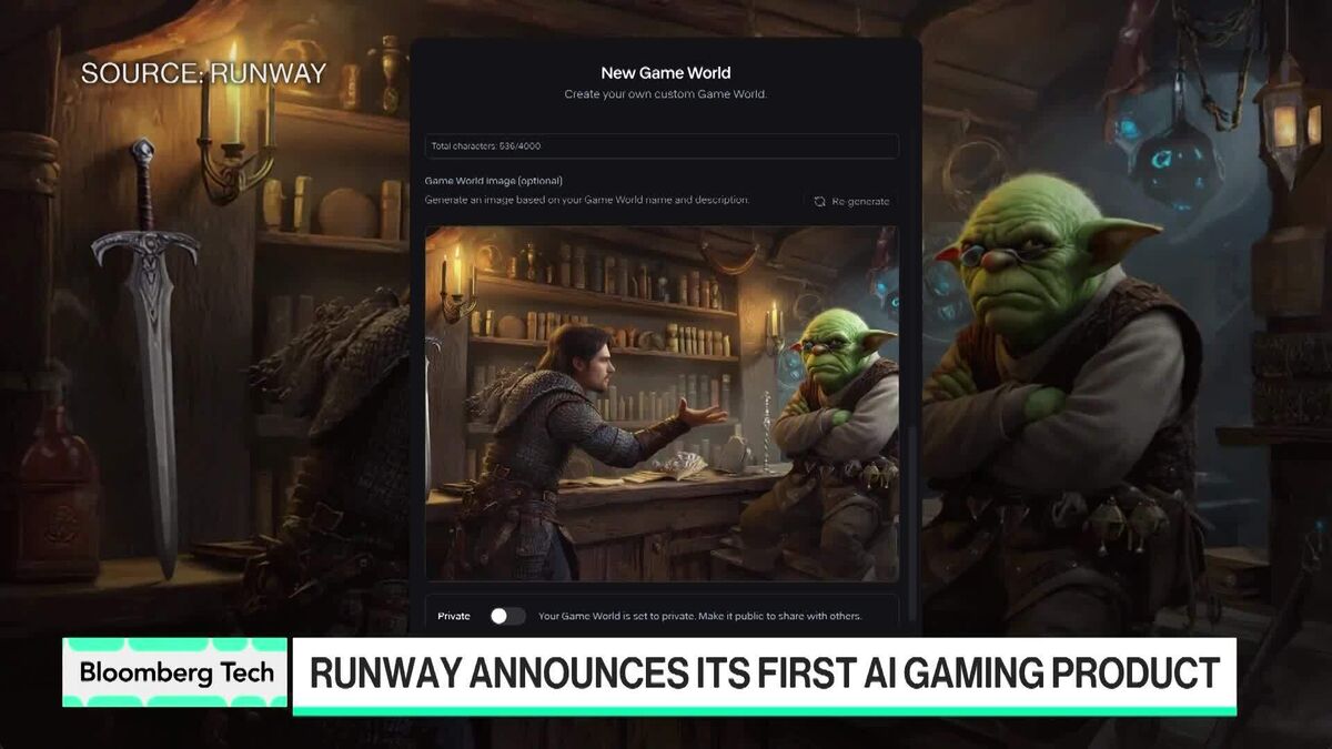 ⚫️ BLOOMBERG: Runway, la startup di video AI, si lancia nell'industria dei videogiochi con strumenti per la generazione in tempo reale di elementi di gioco.